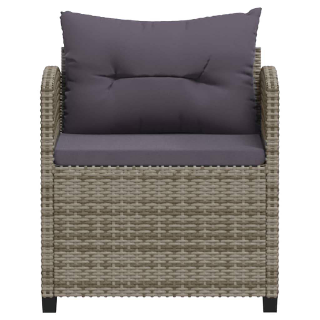 6-delige Loungeset met kussens poly rattan grijs