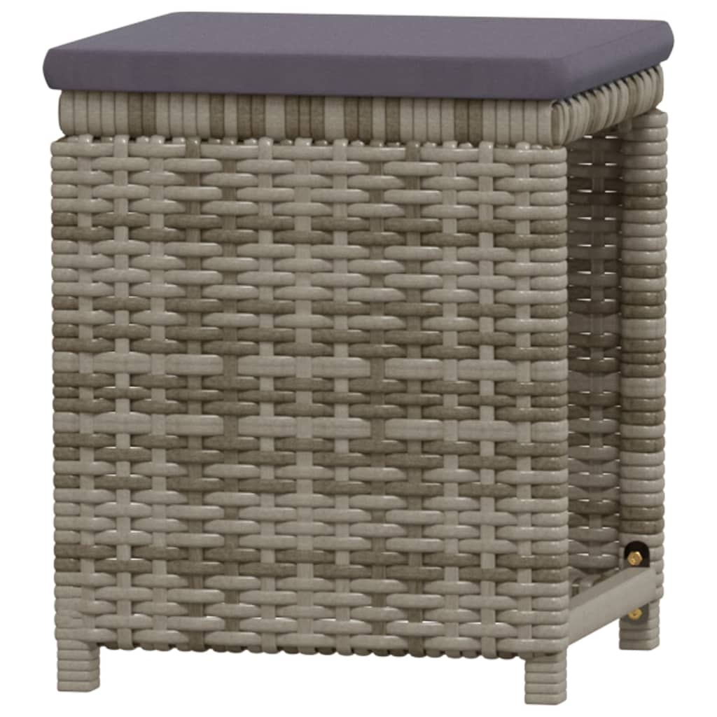 6-delige Loungeset met kussens poly rattan grijs