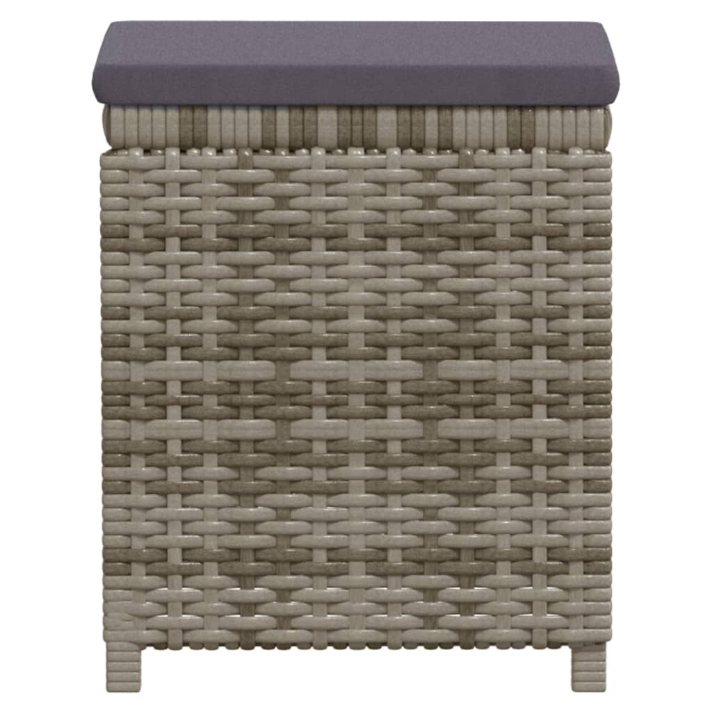 6-delige Loungeset met kussens poly rattan grijs