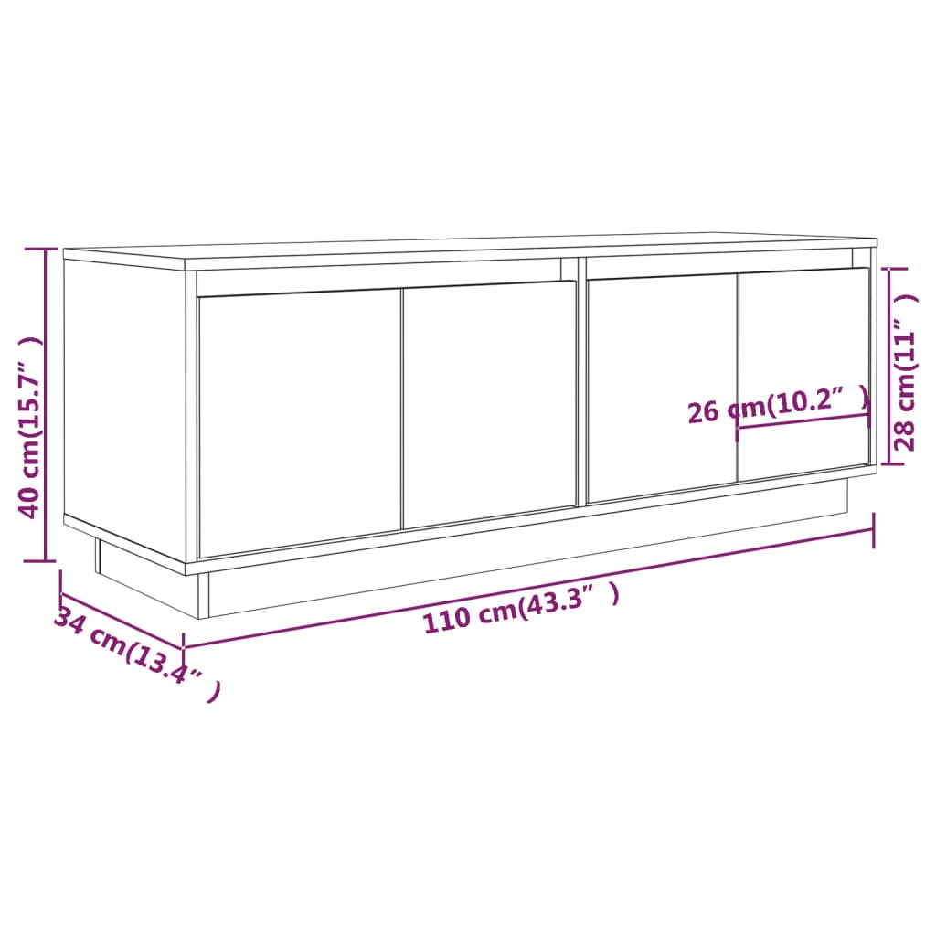 Tv-meubel 110x34x40 cm massief grenenhout