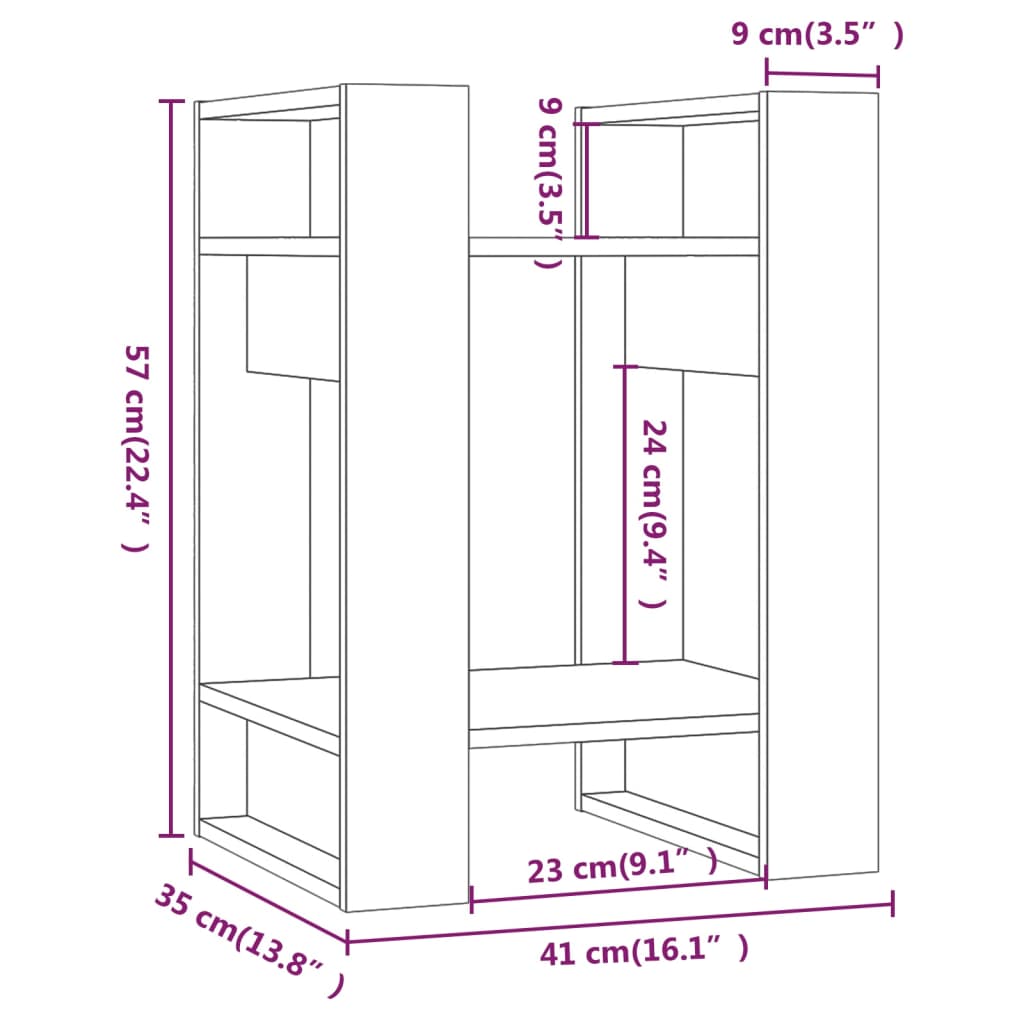 Boekenkast/kamerscherm 41x35x57 cm massief grenenhout