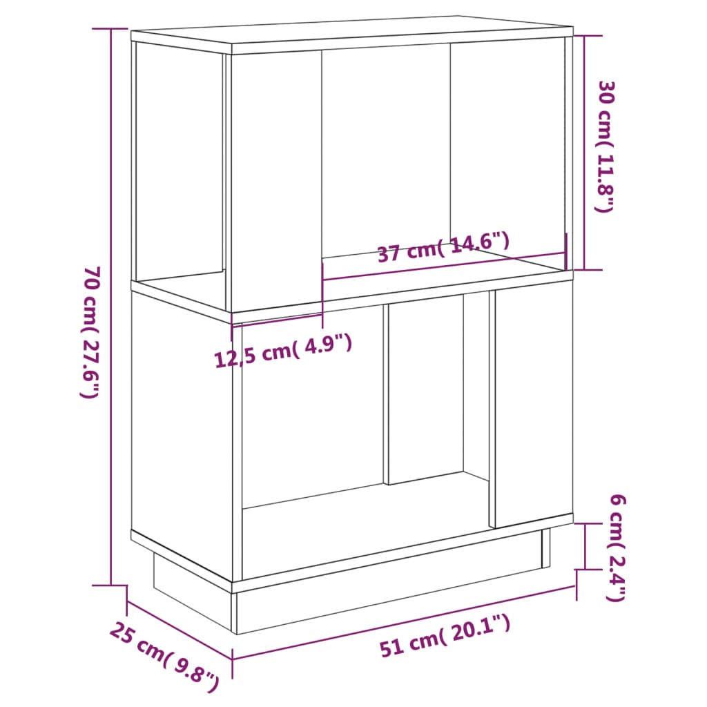 Boekenkast/kamerscherm 51x25x70 cm massief grenenhout