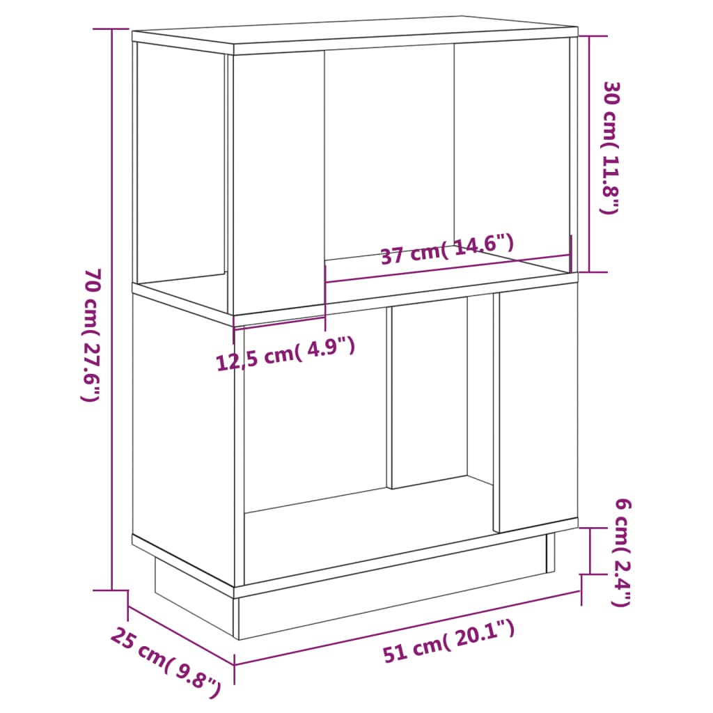 Boekenkast/kamerscherm 51x25x70 cm massief grenenhout