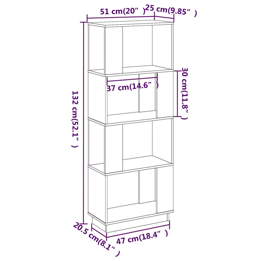 Boekenkast/kamerscherm 51x25x132 cm massief grenenhout