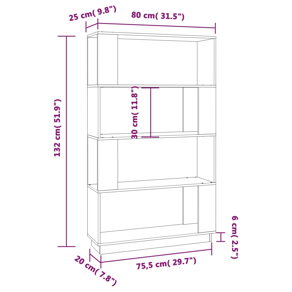 Boekenkast/kamerscherm 80x25x132 cm massief hout