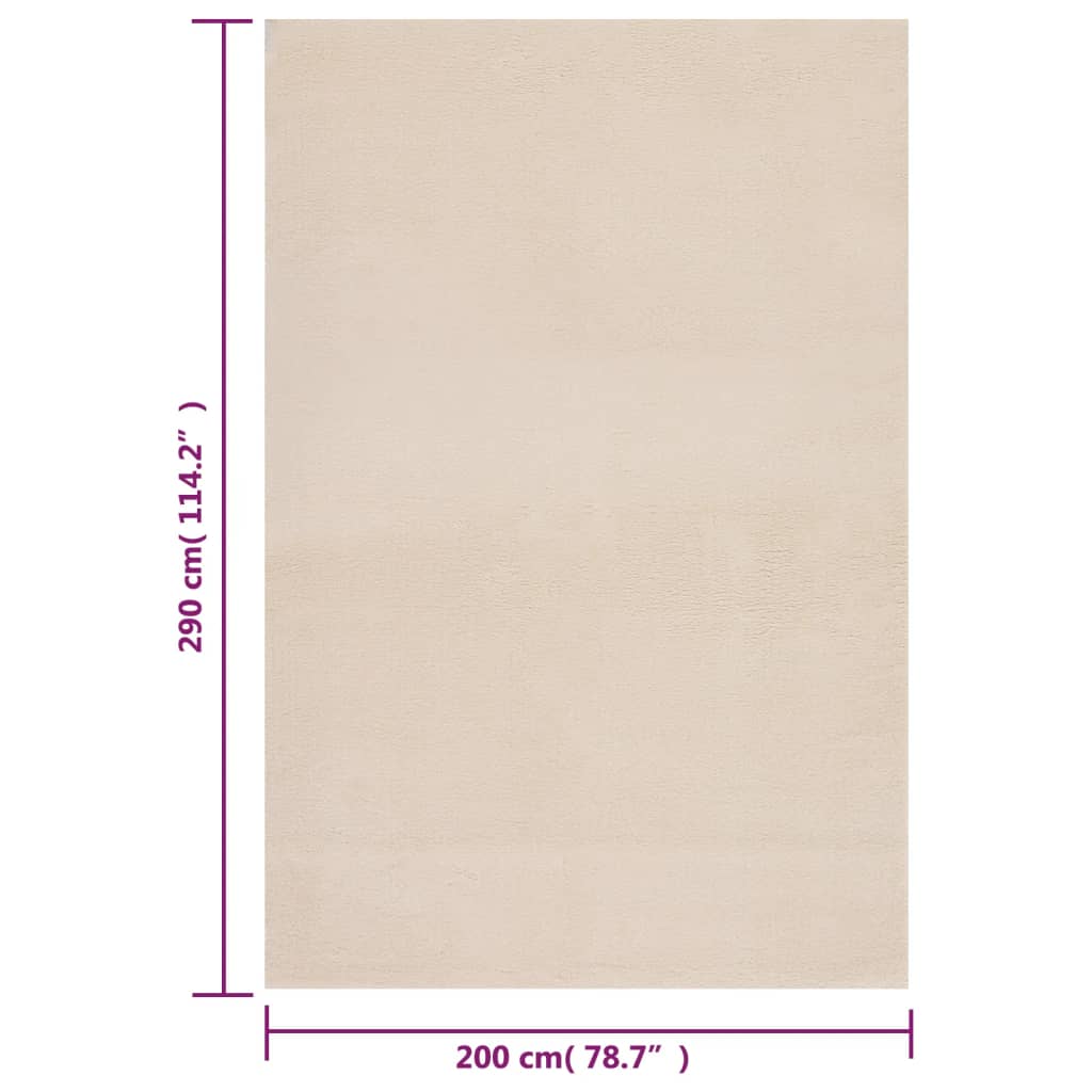 Vloerkleed wasbaar korte pool anti-slip 200x290 cm beige