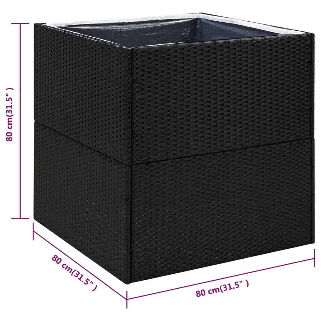 Plantenbak 80x80x80 cm poly rattan