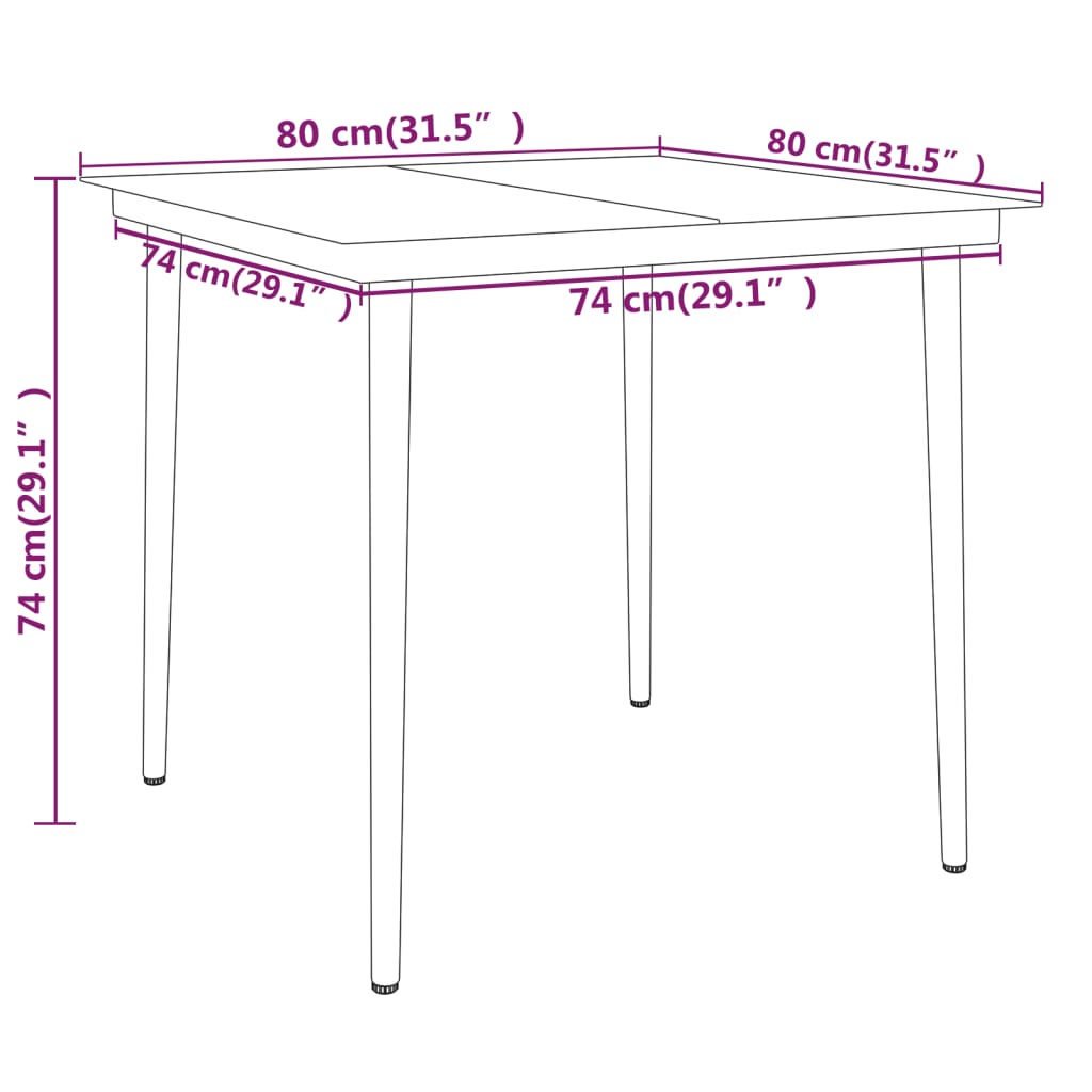 7-delige Tuinset poly rattan zwart