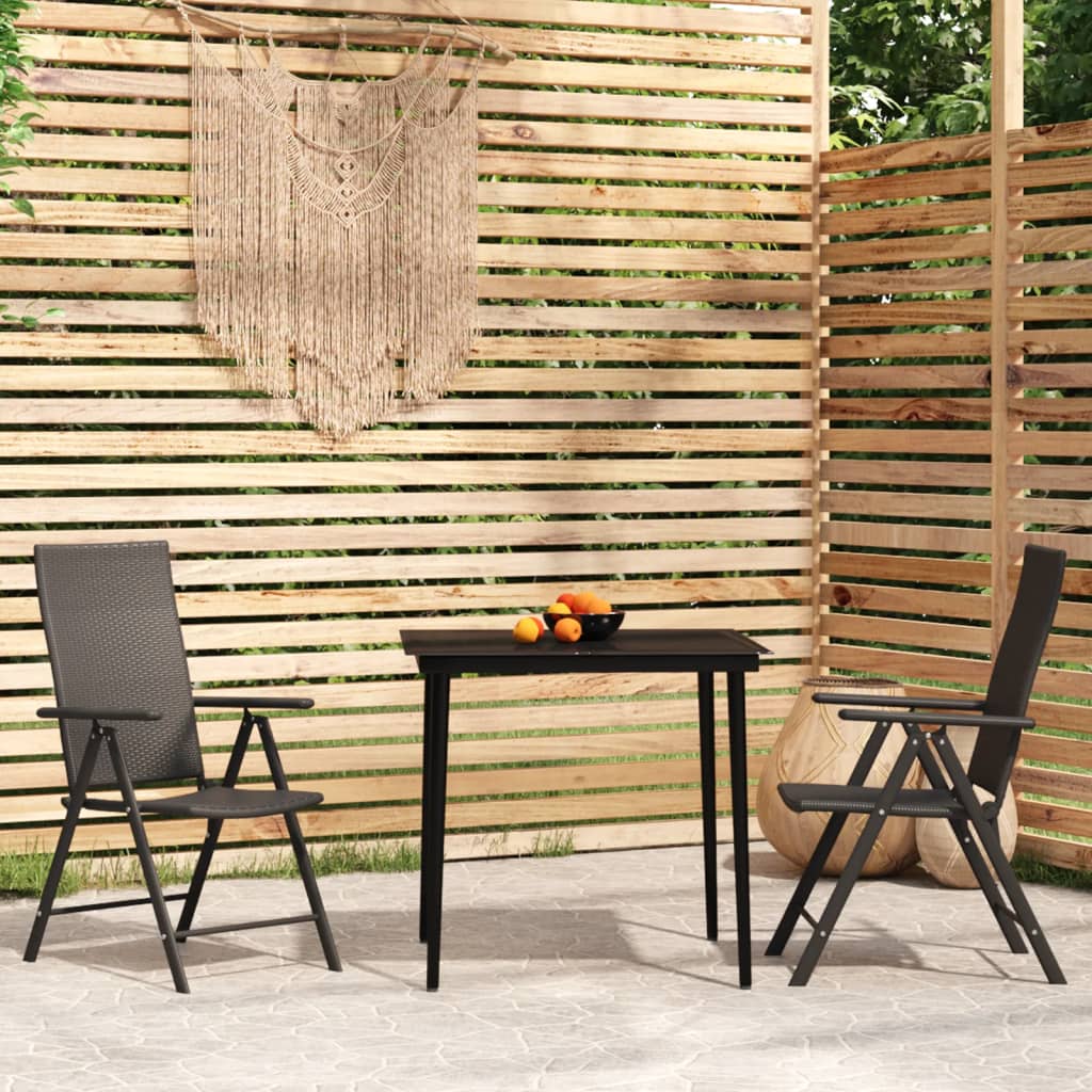 7-delige Tuinset poly rattan zwart