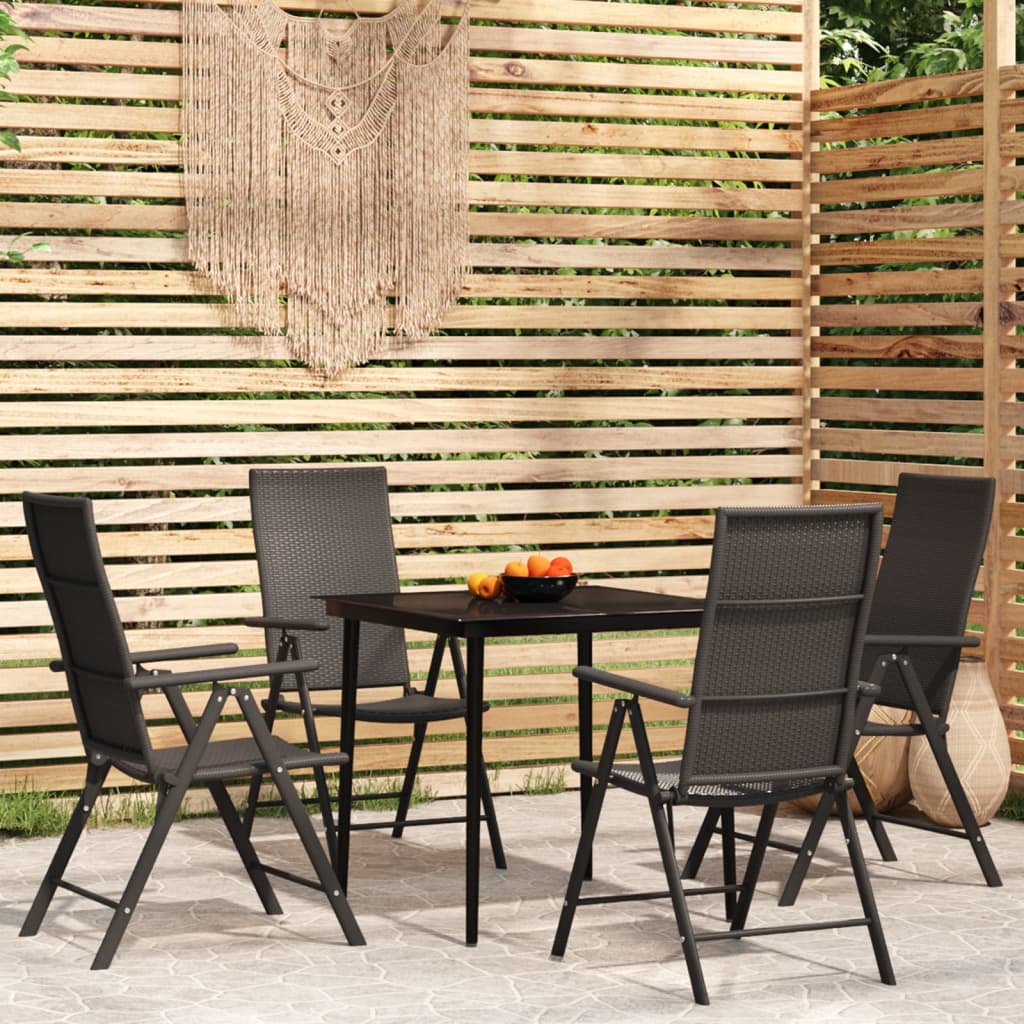 7-delige Tuinset poly rattan zwart