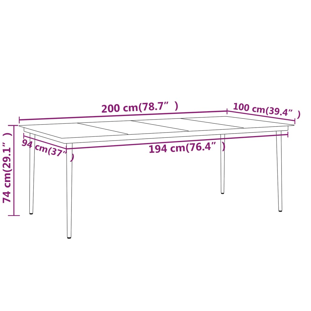 7-delige Tuinset poly rattan zwart