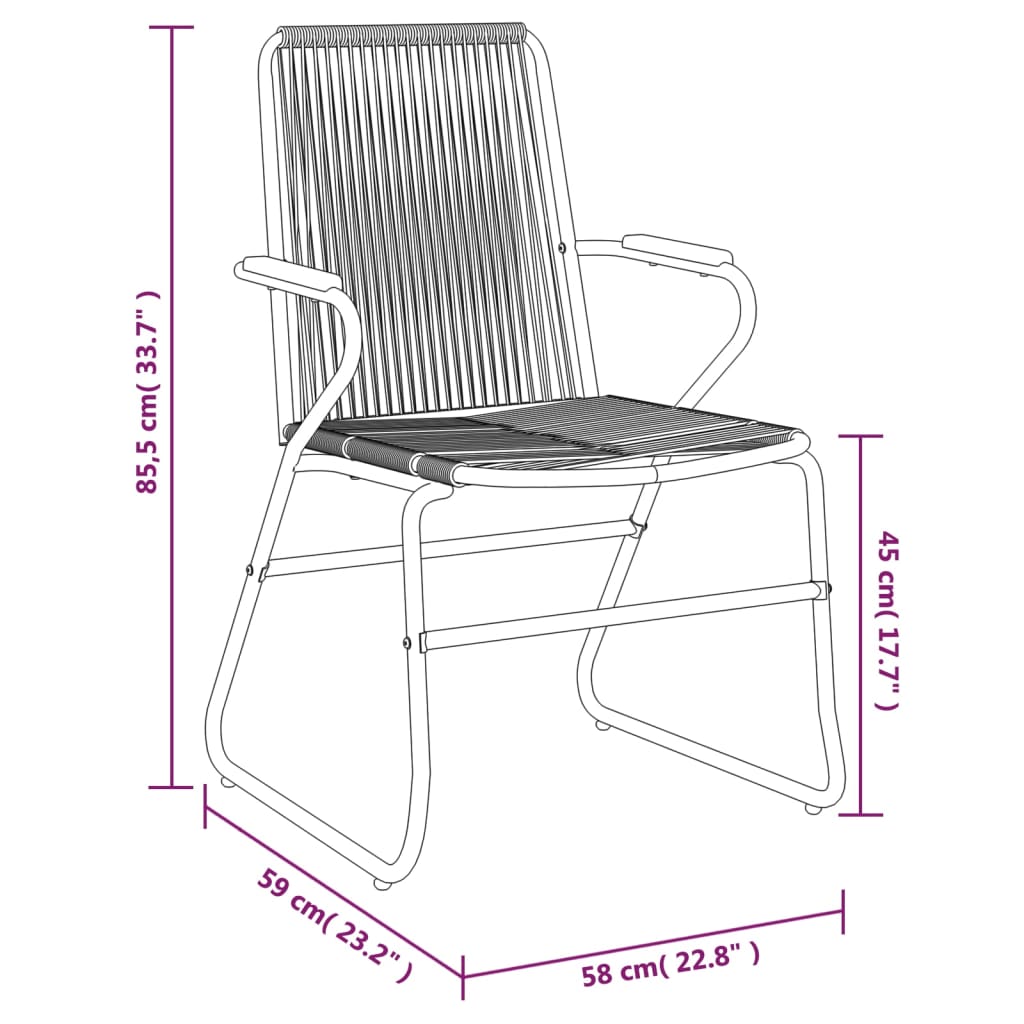 3-delige Tuinset PVC-rattan zwart