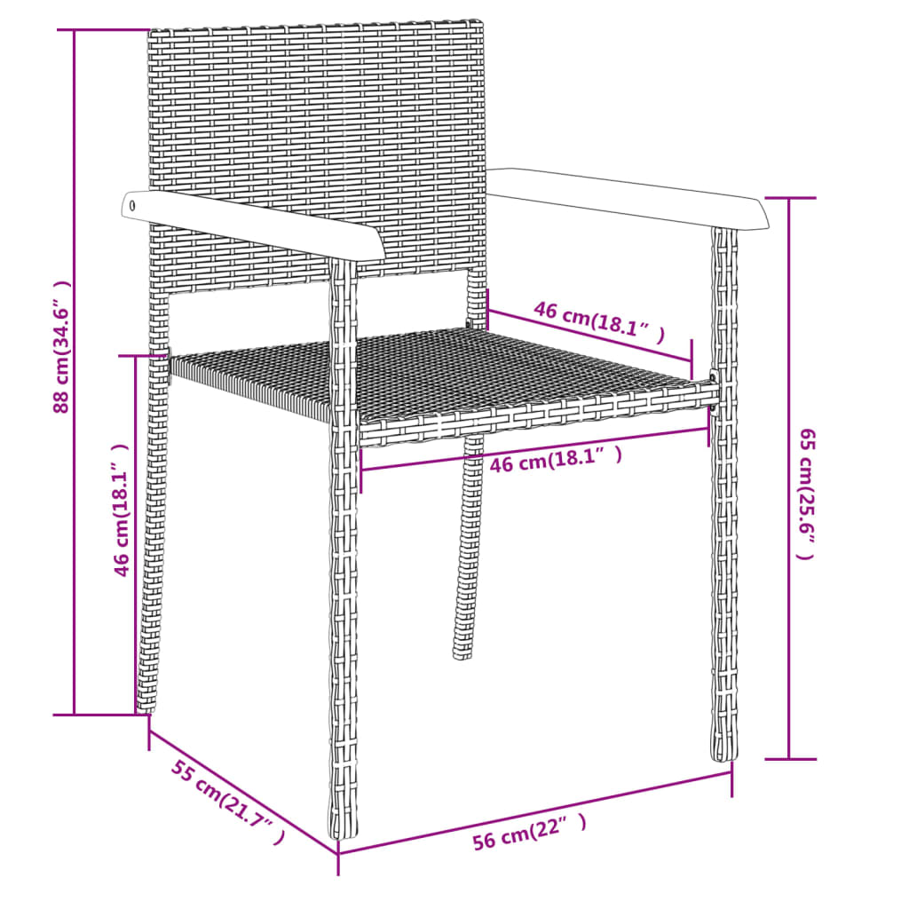 5-delige Tuinset poly rattan zwart