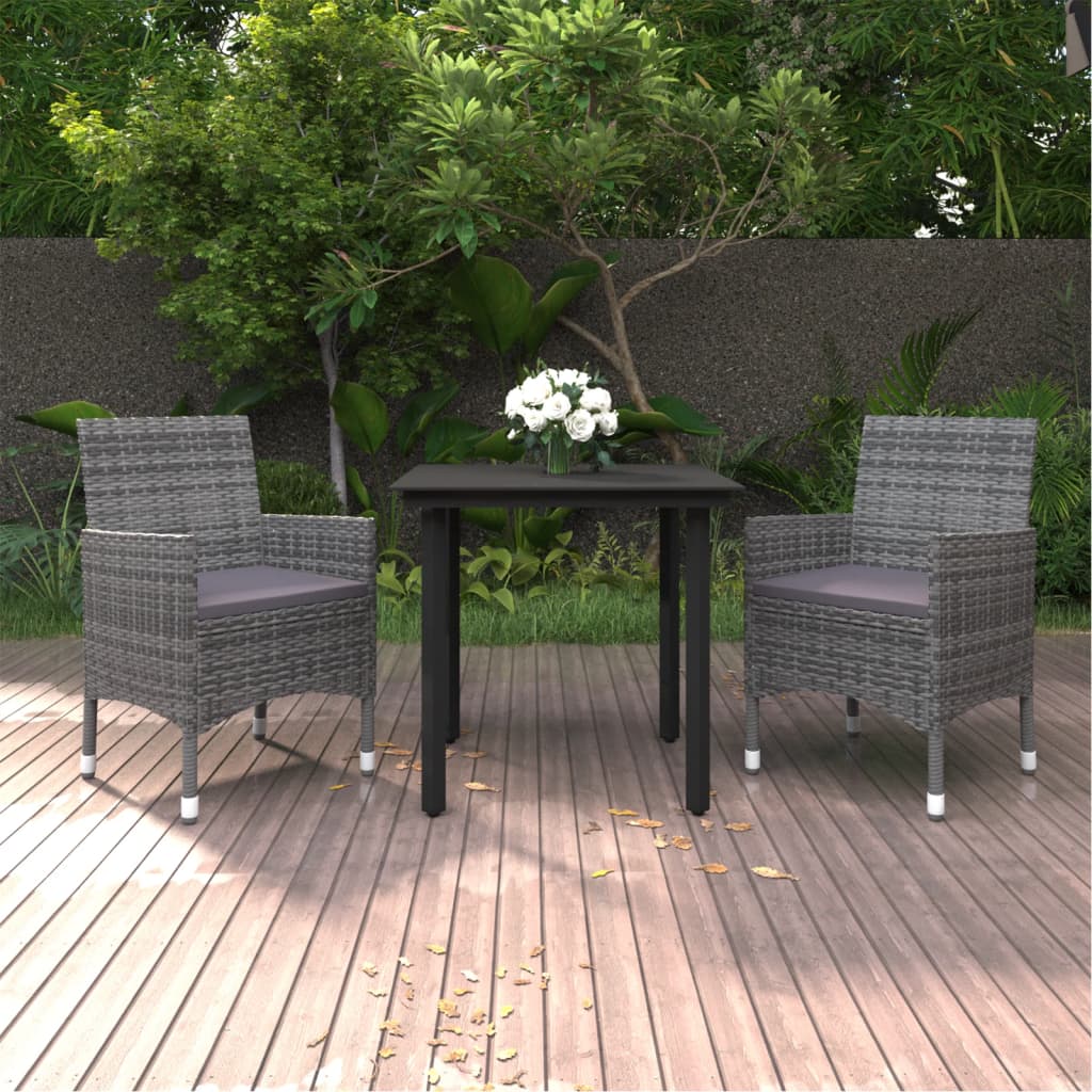 5-delige Tuinset met kussens poly rattan glas