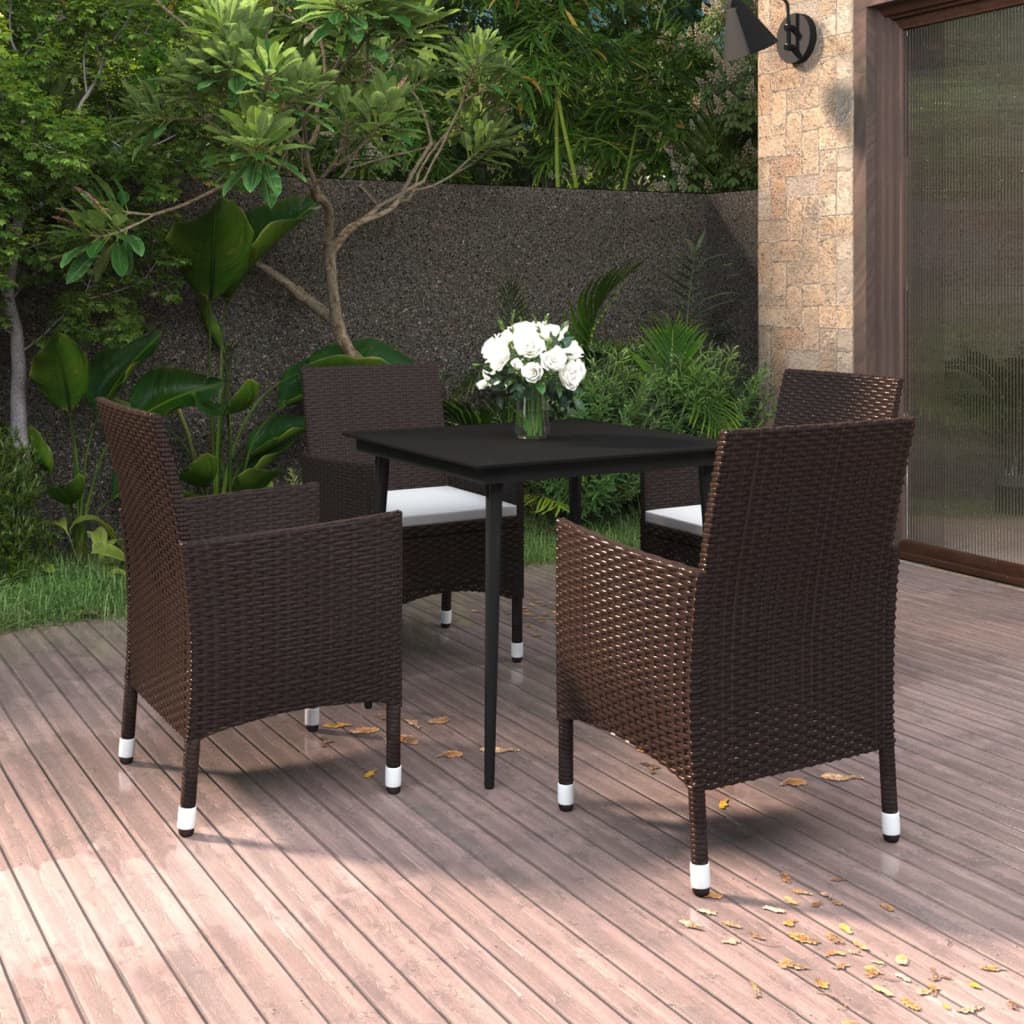 3-delige Tuinset met kussens poly rattan glas