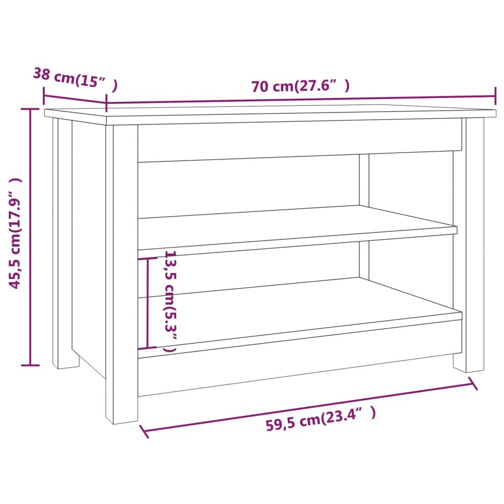 Schoenenbank 110x38x45,5 cm massief grenenhout