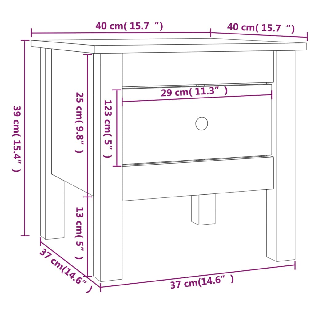 Bijzettafel 50x50x49 cm massief grenenhout