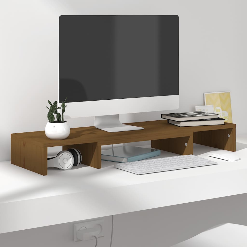 Monitorstandaard 80x24x10,5 cm massief grenenhout