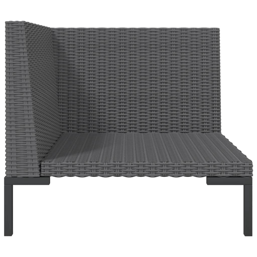 6-delige Loungeset met kussens poly rattan donkergrijs