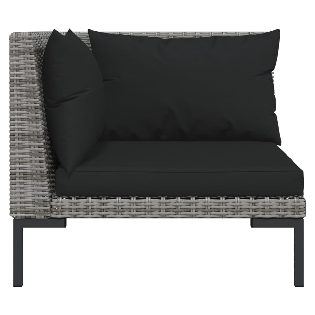 8-delige Loungeset met kussens poly rattan donkergrijs