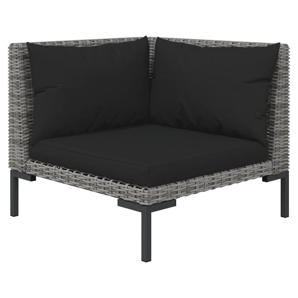 12-delige Loungeset met kussens poly rattan donkergrijs