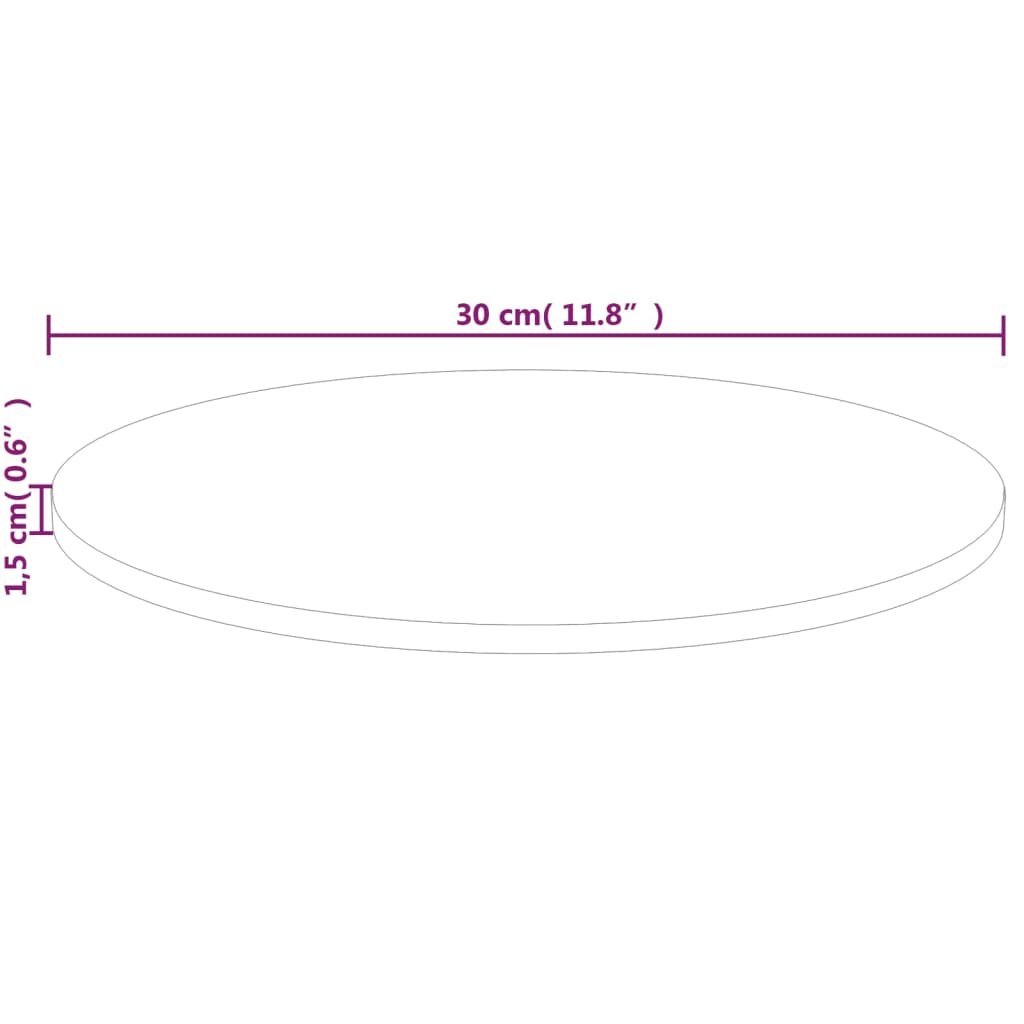 Tafelblad rond Ø50x1,5 cm onbehandeld massief eikenhout