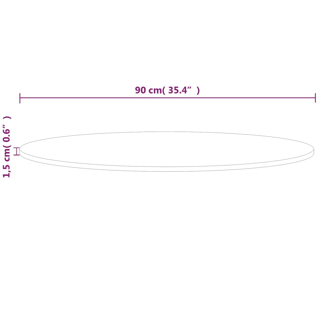 Tafelblad rond Ø50x1,5 cm onbehandeld massief eikenhout