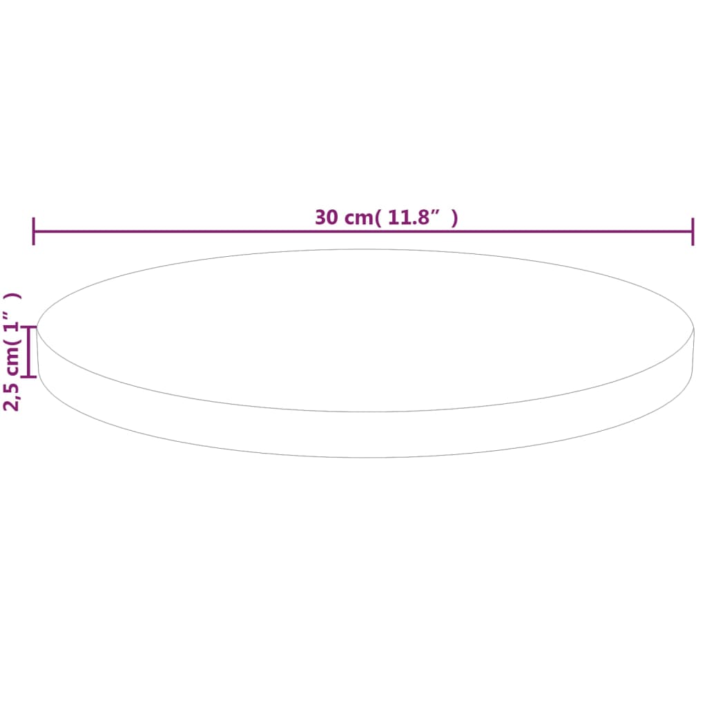 Tafelblad rond Ø50x1,5 cm onbehandeld massief eikenhout