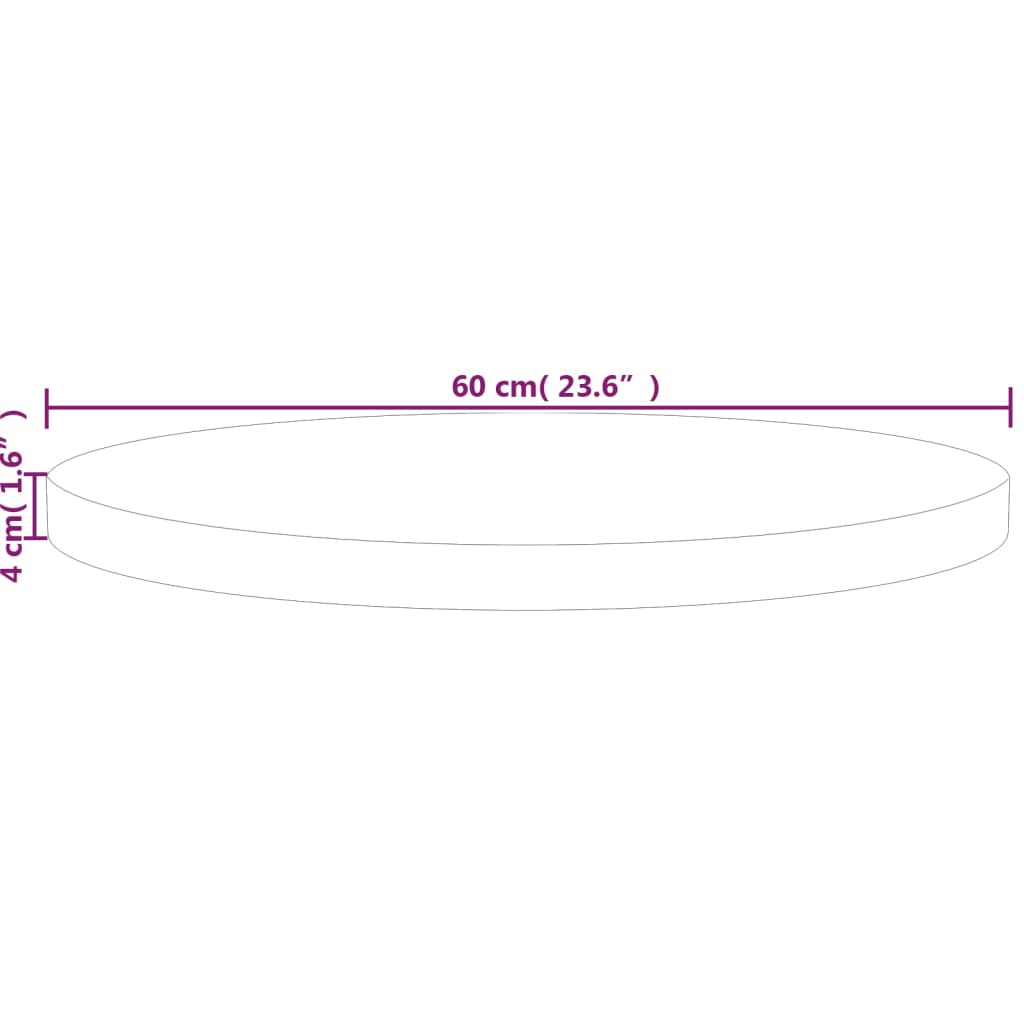 Tafelblad rond Ø50x1,5 cm onbehandeld massief eikenhout