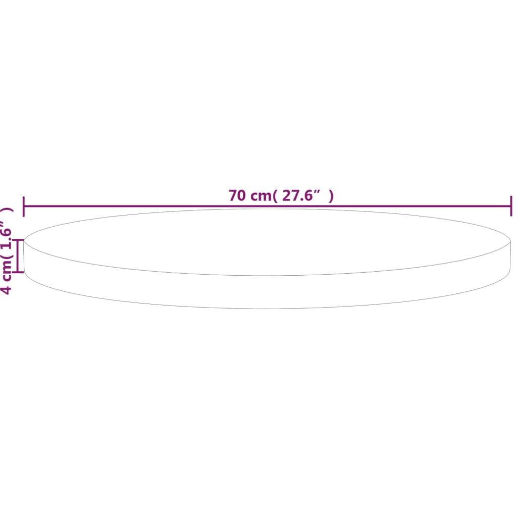 Tafelblad rond Ø70x4 cm onbehandeld massief eikenhout