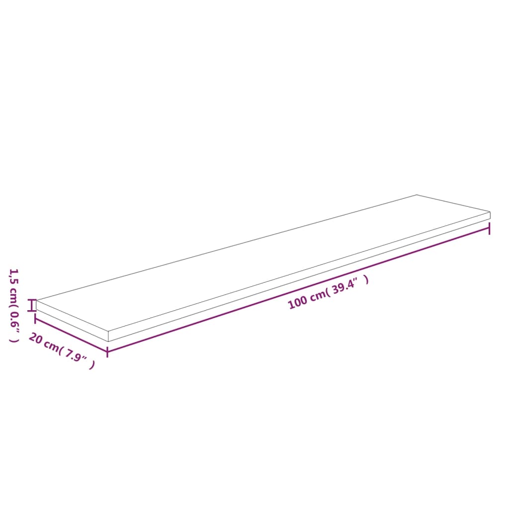 Plank 40x20x2,5 cm onbehandeld massief eikenhout