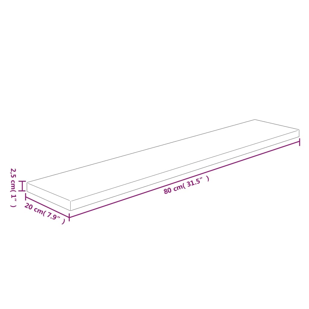 Plank 40x20x1,5 cm onbehandeld massief eikenhout