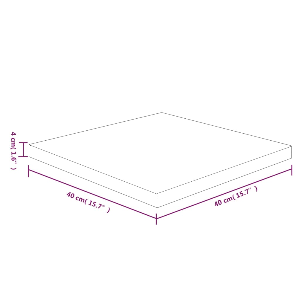 Tafelblad vierkant 40x40x2,5cm massief eiken