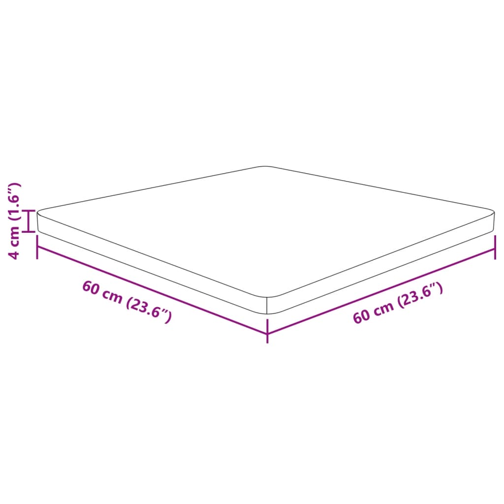 Tafelblad vierkant 40x40x2,5cm massief eiken