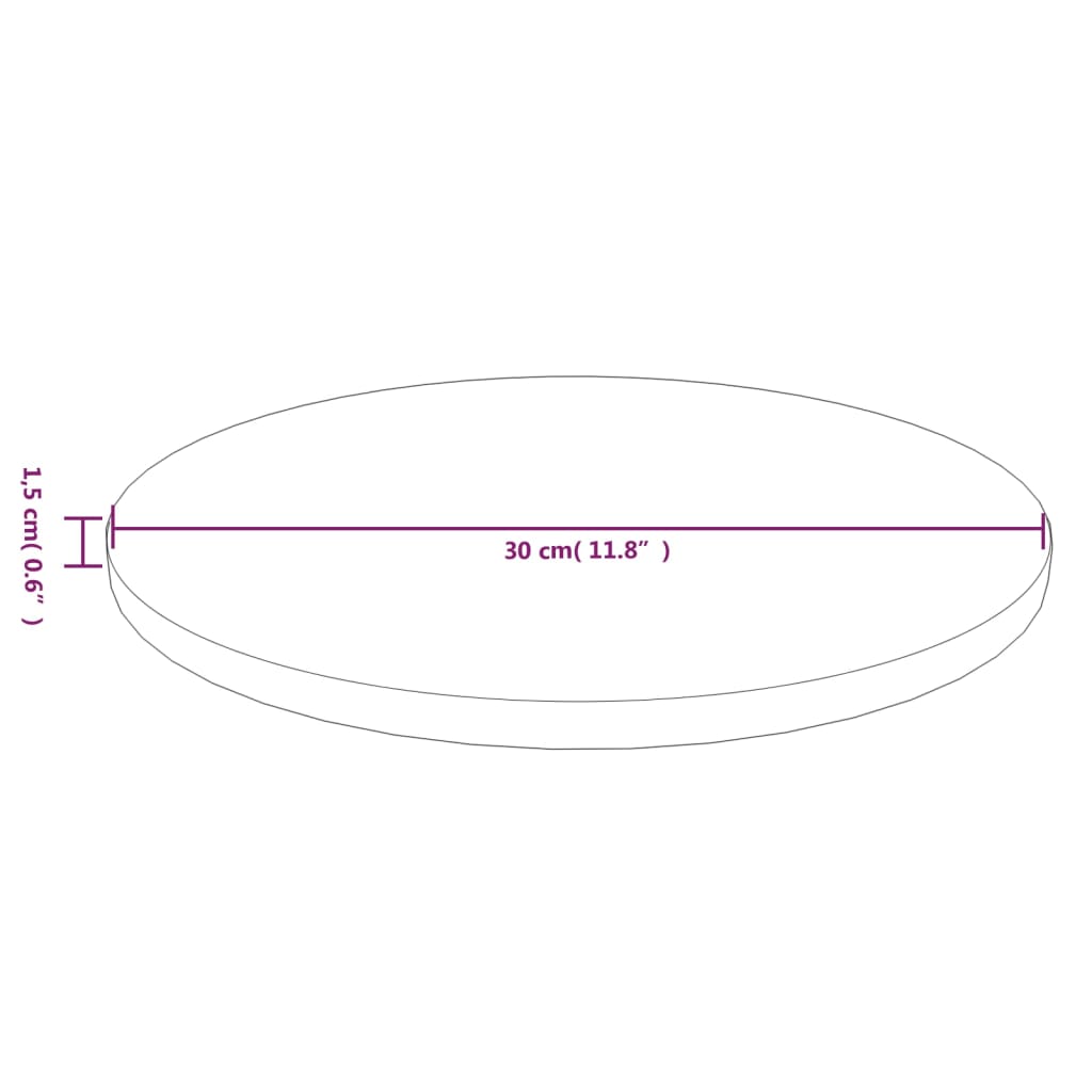 Tafelblad rond Ø30x2,5 cm onbehandeld massief eikenhout