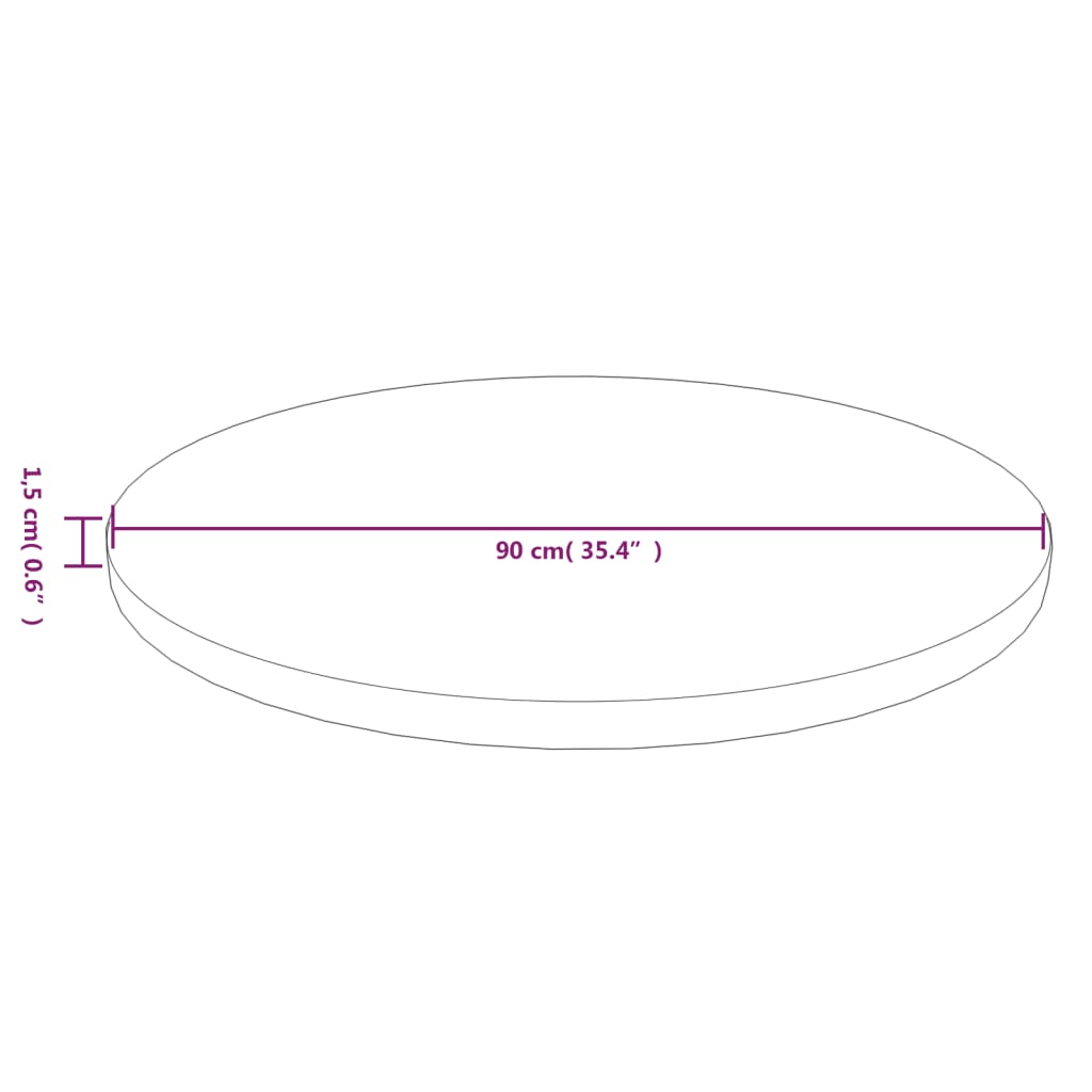 Tafelblad rond Ø50x1,5 cm onbehandeld massief eikenhout