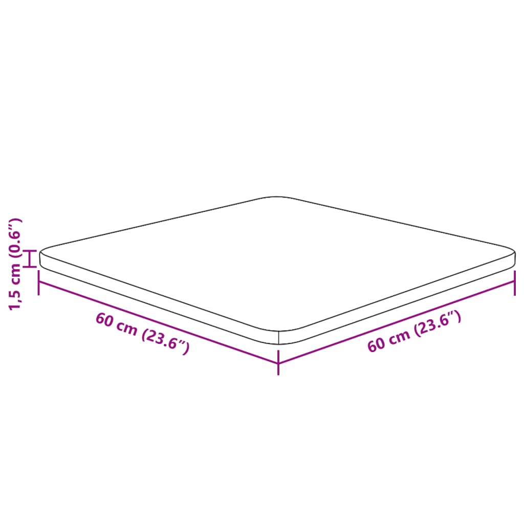 Tafelblad vierkant 40x40x2,5cm massief eiken