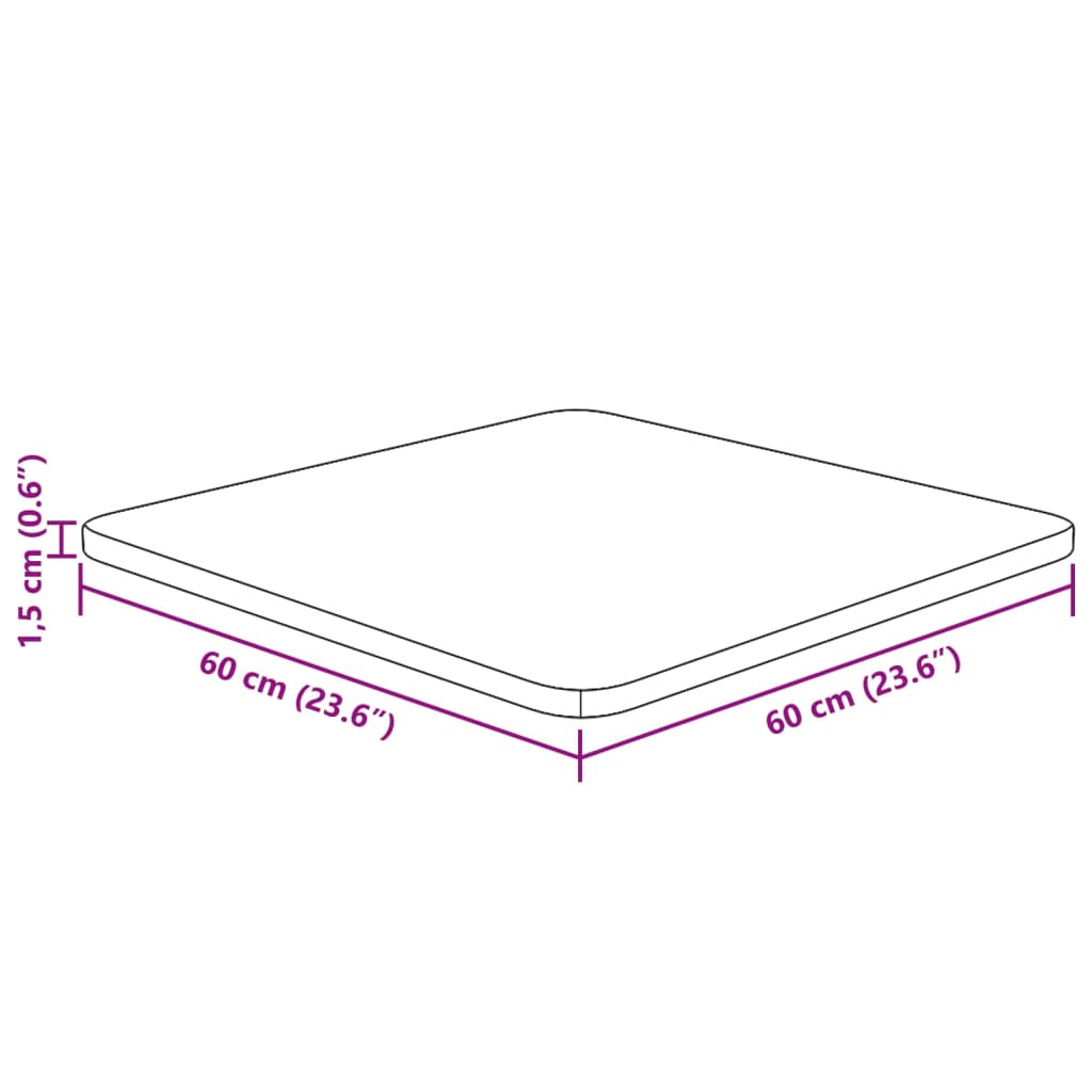 Tafelblad vierkant 40x40x2,5cm massief eiken