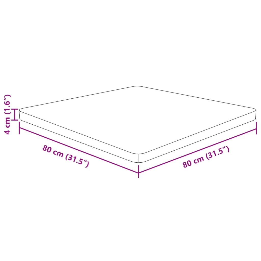 Tafelblad vierkant 40x40x2,5cm massief eiken