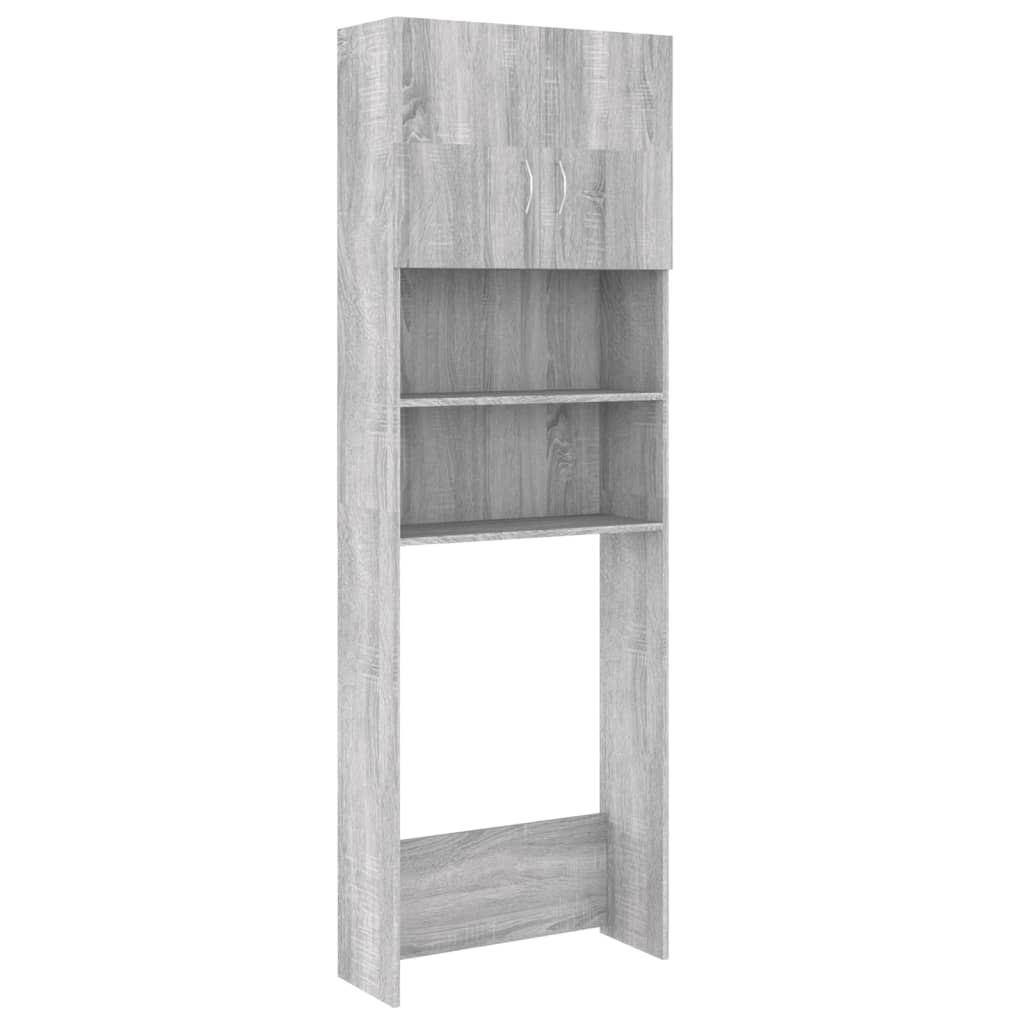 Wasmachinekast 64x25,5x190 cm bewerkt hout grijs