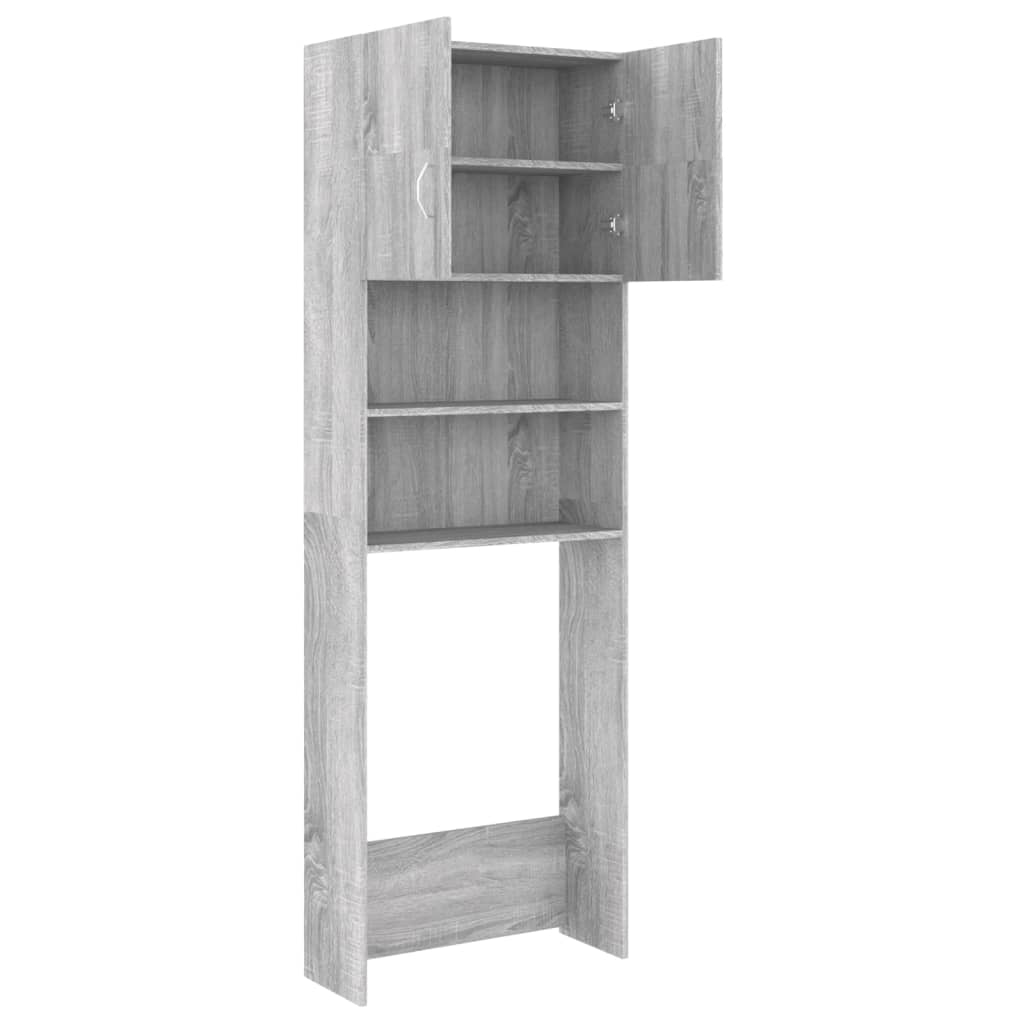 Wasmachinekast 64x25,5x190 cm bewerkt hout grijs