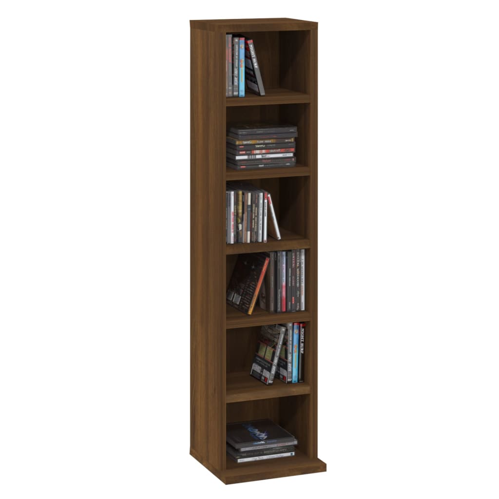 Cd-kast 21x20x88 cm bewerkt hout bruin eikenkleur