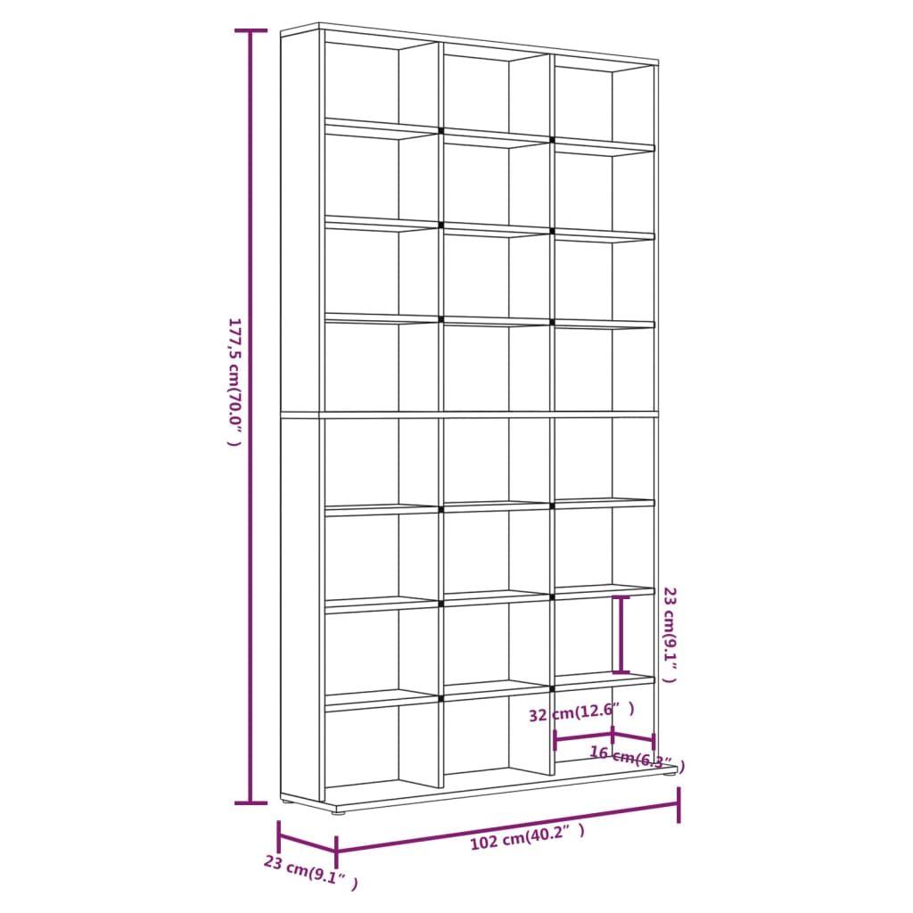 Cd-kast 102x16x177,5 cm bewerkt hout