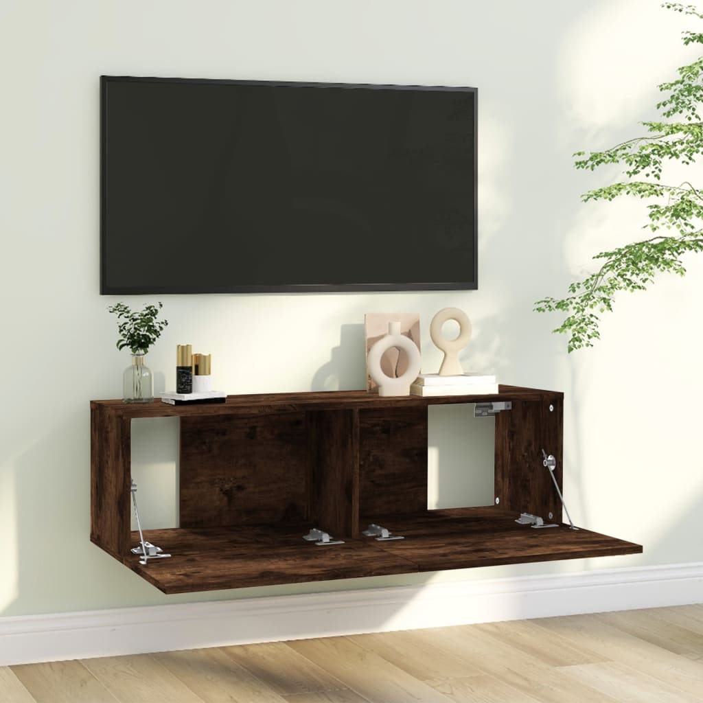 Tv-wandmeubel 120x30x30 cm bewerkt hout bruin eikenkleur