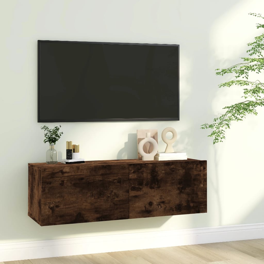 Tv-wandmeubel 120x30x30 cm bewerkt hout bruin eikenkleur