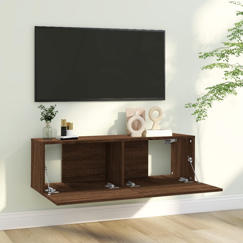 Tv-wandmeubel 120x30x30 cm bewerkt hout bruin eikenkleur