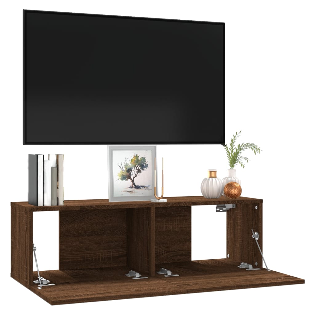 Tv-wandmeubel 120x30x30 cm bewerkt hout bruin eikenkleur