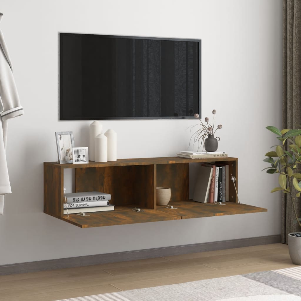 Tv-wandmeubel 120x30x30 cm bewerkt hout bruin eikenkleur