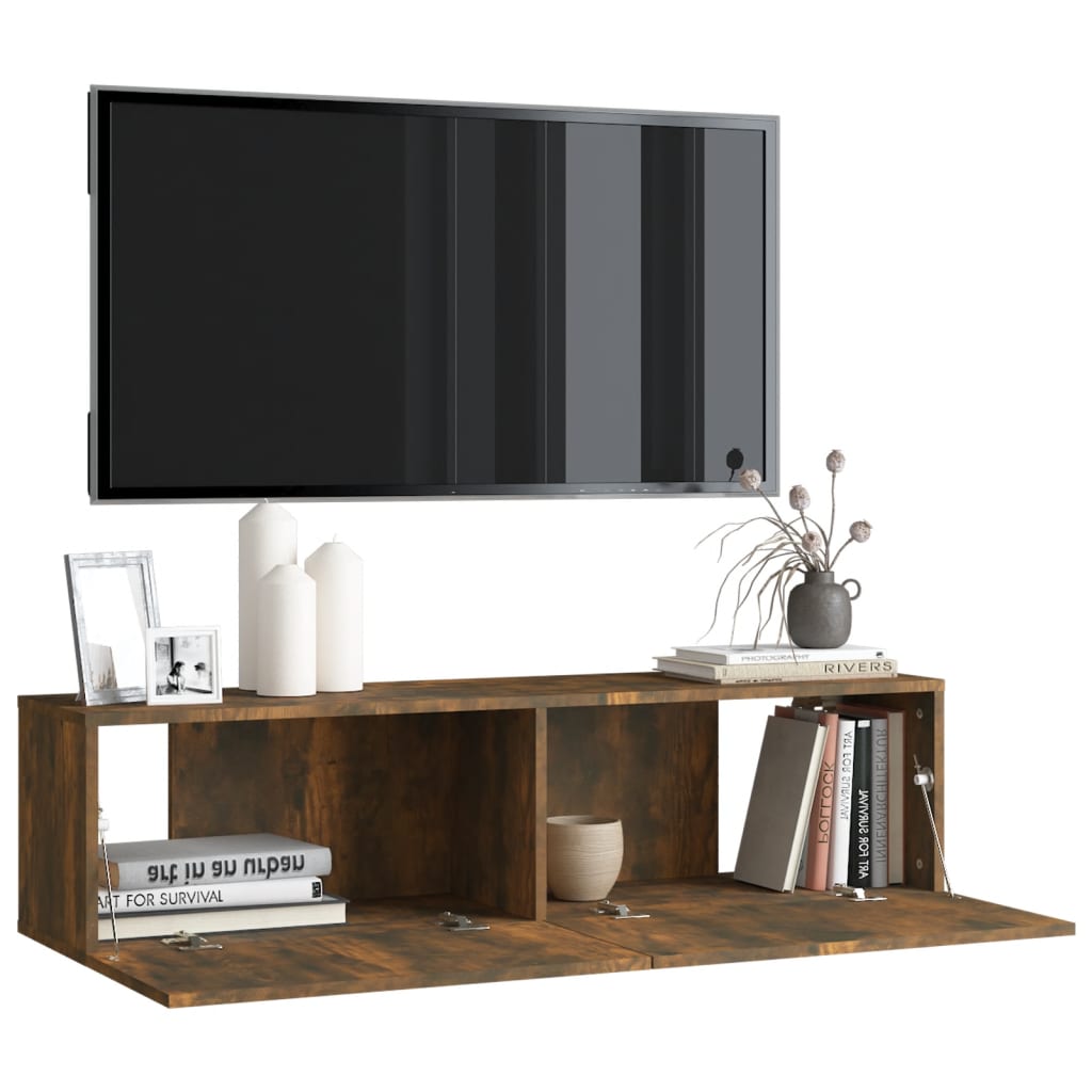 Tv-wandmeubel 120x30x30 cm bewerkt hout bruin eikenkleur