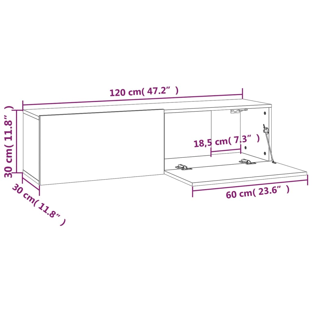 Tv-meubel 100x30x30 cm bewerkt hout